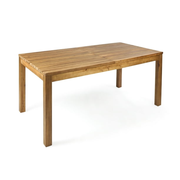 William Outdoor Rustic Expandable Acacia Wood Dining Table, Teak Finish