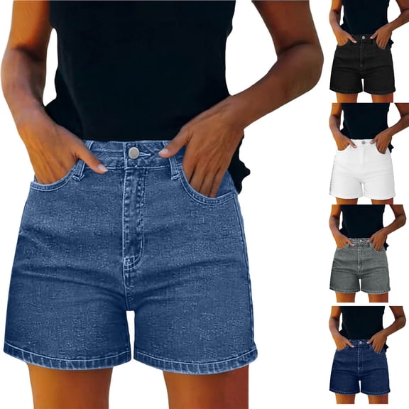 Tumotour Plus Size Summer Jeans Shorts for Women'S Casual Straight-Leg Shorts Cut-Off Shorts Bermuda Shorts with Pocket