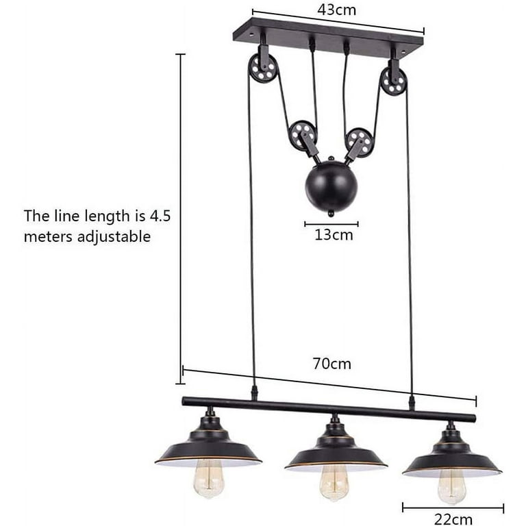 Oukaning Black Pulley Pendant Lighting