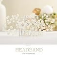 thumbnail image 3 of Flower Bride Wedding Hair Comb Crystal Leaf Bridal Headpieces Rhinestone Hair Pieces Pearl Bridesmaid Side Combs Hair Accessories for Women and Girls (pearl), 3 of 4