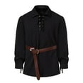 thumbnail image 2 of BiZtdJrK Mens Long Sleeve Lace Up Shirt Medieval Pirate Shirts Retro Renaissance Costume for Viking Steampunk Halloween Cosplay Black XL, 2 of 7