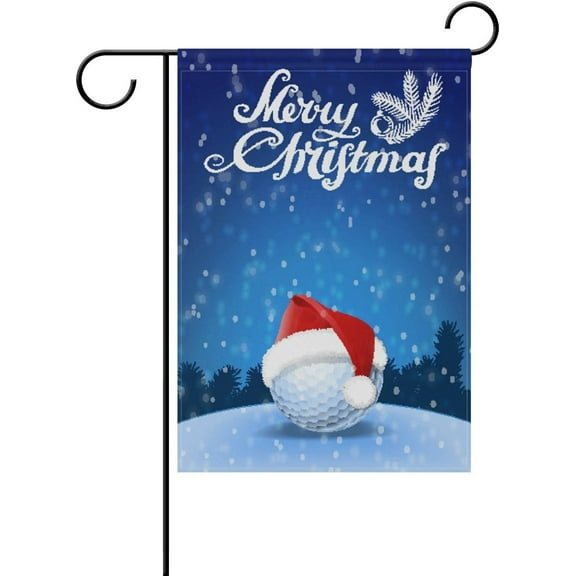 Christmas Funny Santa Golf Polyester Garden Flag House Banner 28 x 40 inch, Two Sided Welcome Yard Decoration Flag for Wedding Party Home Decor
