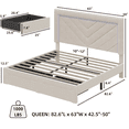 thumbnail image 3 of Fastroby Queen Upholstered Bed Frame with LED Headboard & Storage Drawer, No Box Spring Required, 3 of 10