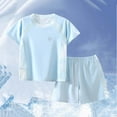 thumbnail image 2 of Utlike Boys Athletic Short Sets With Ice Texture And Breathability Mesh Short Sleeved T Shirt And Shorts Training Outfit For Boy Size 3-4 Years Blue, 2 of 4