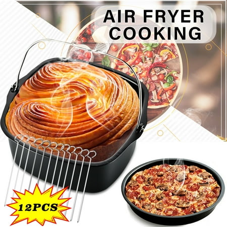 Air fryer Cooking Accessories Baking Dish + airfryer Pizza Pan + 12 Skewers Chicken Great Pan