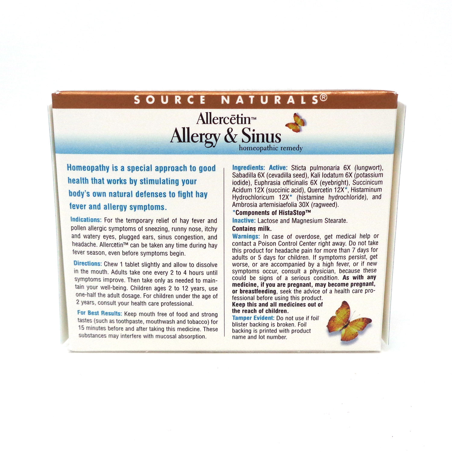 Source Naturals, Allercetin Allergy Sinus, 48 Tablets - image 2 of 2