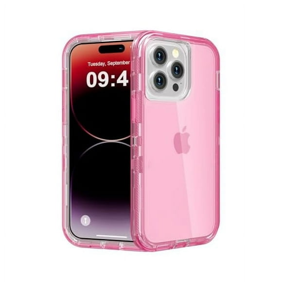 HAYAN for iPhone 14 Pro Max Case, Heavy Duty Shockproof Protection Phone Cases, Anti-Drop, Durable Triple Layer Transparent Protective Cover Compatible with iPhone 14 ProMax, 6.7 inch,Crystal Pink