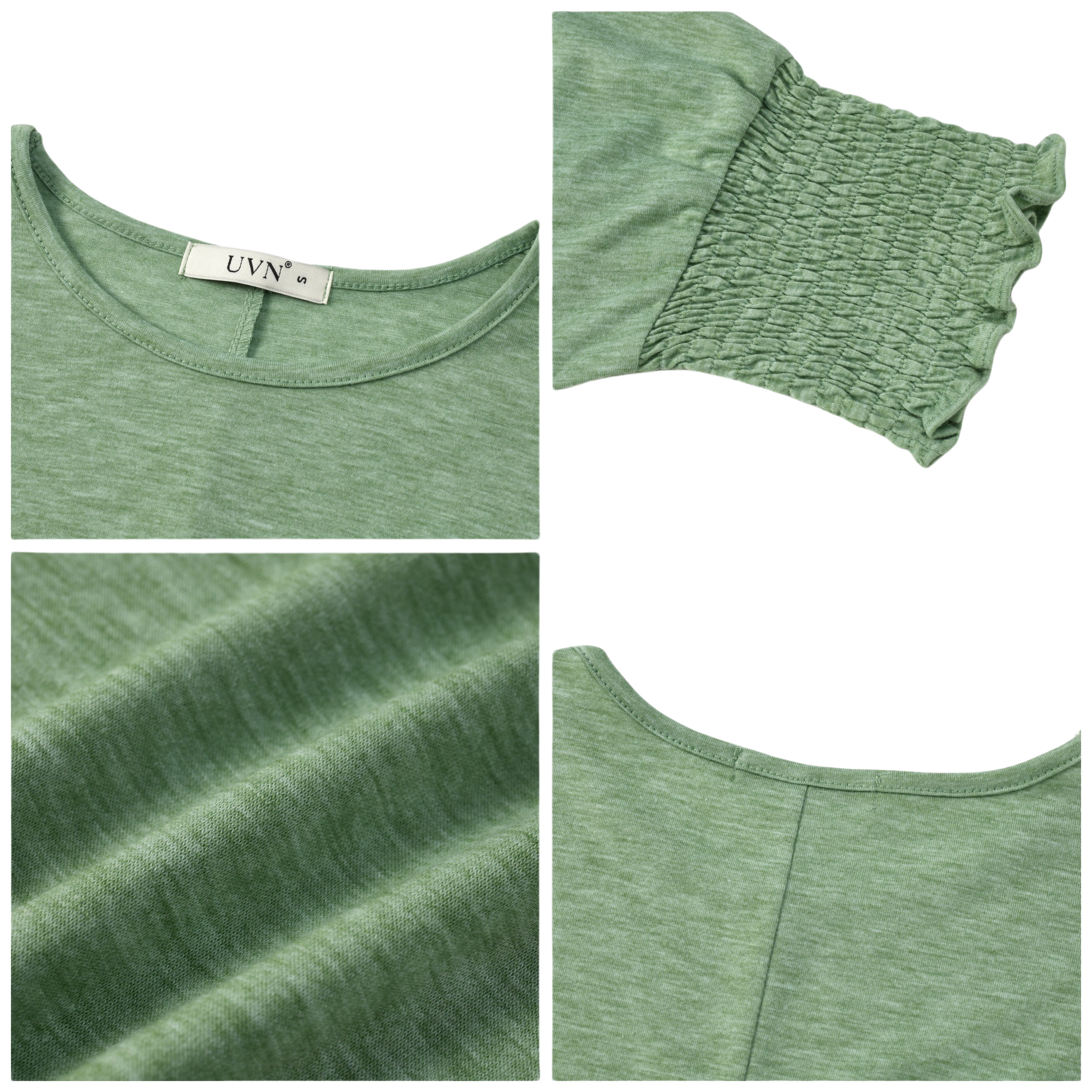 UVN Women's 3/4 Sleeve Crew Neck Summer Blouse photo 4