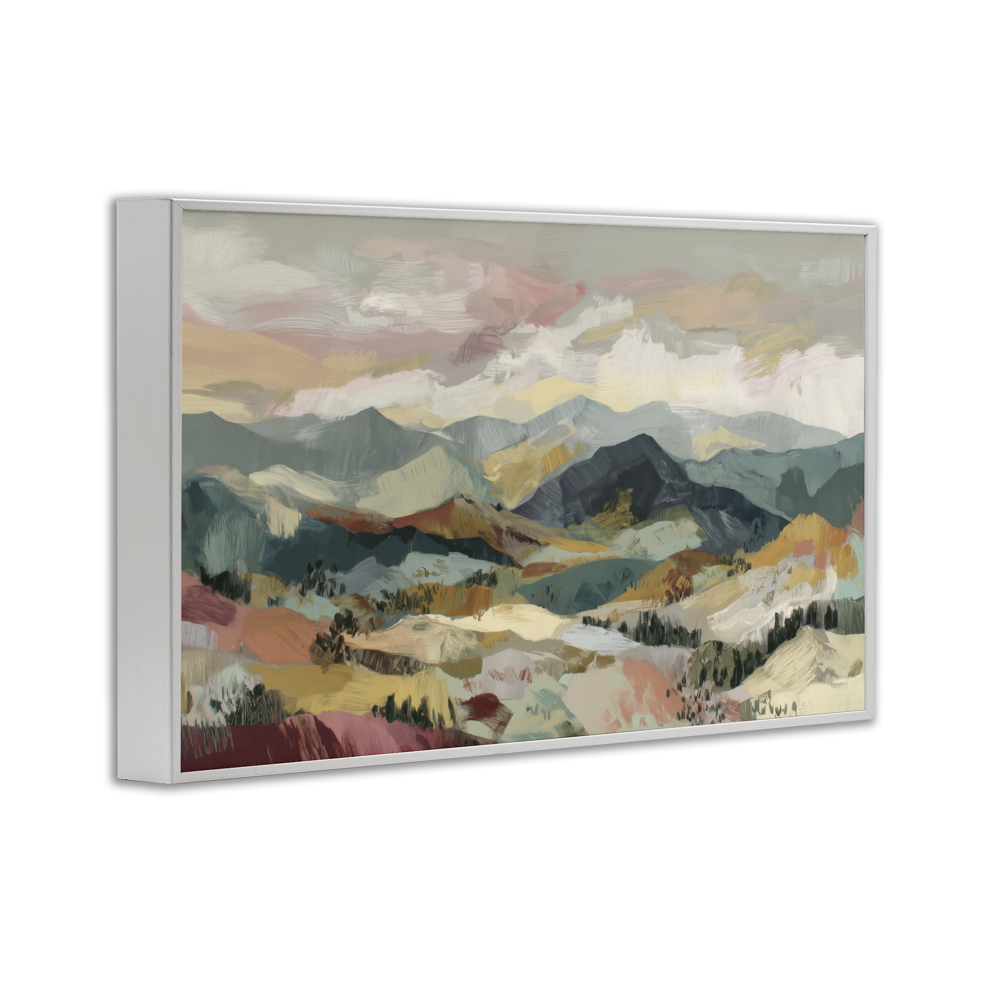 Stupell Industries Mountain Valley Vista White Framed Giclee Art, design by Chromatic Storm Studio