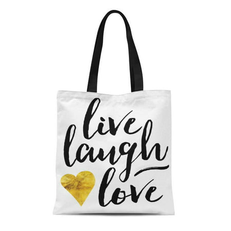 SIDONKU Canvas Tote Bag Words Modern Live Laugh Under Ten Dollars Ideas Chic Reusable Handbag Shoulder Grocery Shopping