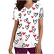 thumbnail image 2 of Fiudx Ropa de Mujer Blusa de Manga Corta con Cuello En V para Mujer, Uniforme, Blusa con Bolsillos Estampados para El Día de San Valentín, Enfermería, 2 of 4