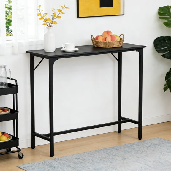 UBesGoo 43" Modern Bar Table, Counter Height Dining Table with Footrest Pub Table for Kitchen Island, Dining Room, Bar, Black