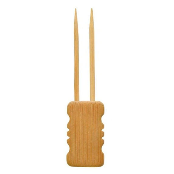 PacknWood 209BBMBOLA10 3.94 In. Mbola Double Prong Bamboo Skewer With Block End, Pack Of 480