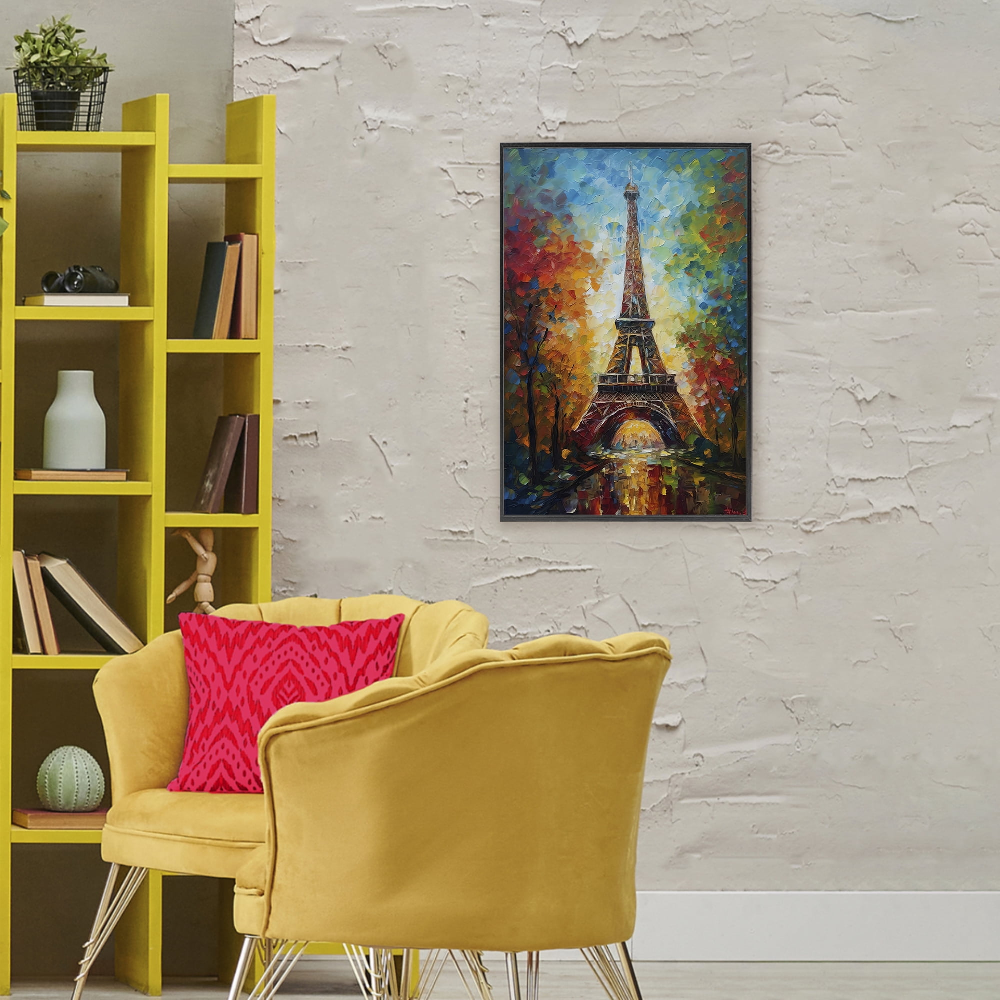 Stupell Industries Colorful Reflection at Eiffel Tower Black Framed Giclee Art, design by Creative Studio