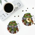 thumbnail image 4 of Honeii Fishing Gnome Print Leather Coaster Set of 4, Ideal for Safeguarding Your Furniture from Drinks Spills and Effortless Cleanup-Round Shape, 4 of 6