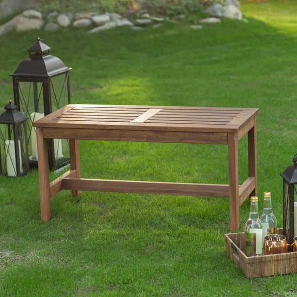 Coral Coast 3 Ft Outdoor Wood Backless Bench Dark Brown