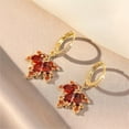 thumbnail image 5 of Red Maple Leaf Drop Earrings Inlaid Water Drop Shape Zircon Pendant Sweet Hoop Earrings Holiday Jewelry, 5 of 5