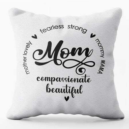 

Mom is Fearless strong compassionate beautiful lovely Mom Phrase Throw Pillow Covers 16x16 inch Mom/Mother Birthday Gifts，Mom Gift from Daughter Son，Sweet Sayings Quote Pillowcase，long distance gifts