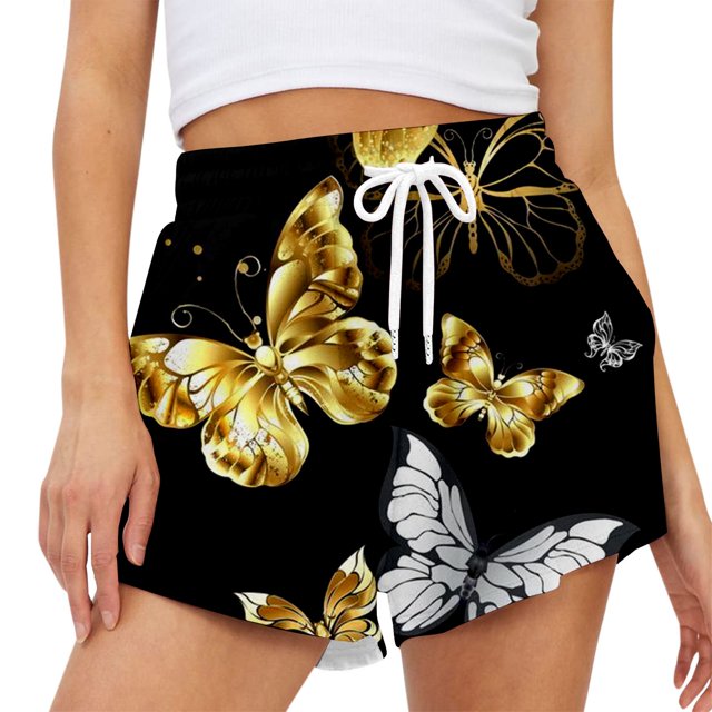 Aayomet Shorts Larges pour Femmes Décontractés avec Poches (Or, m)