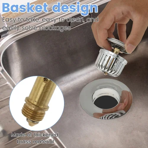 Bathroom Bathtub Stopper Pop Up Sink Stopper With Filter Basket Sink Plug Qifed