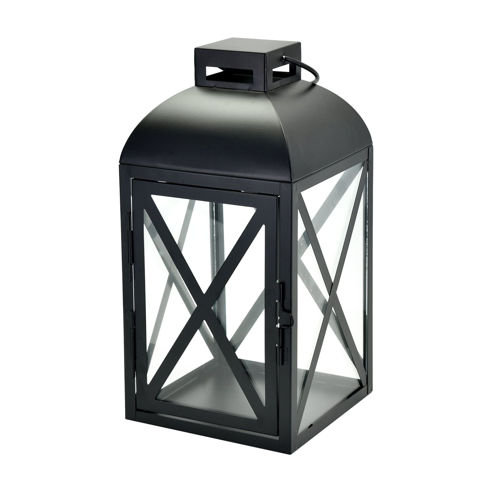 (2 pack) Mainstays Decorative Black Metal Pillar Candleholder Lantern, 14", Large