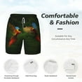 thumbnail image 4 of Kdxio Hybrid Parrot In The Forest Print Men'S Swim Trunks With Compression Liner 7 Inch Inseam Quick Dry Swim Shorts, 4 of 7