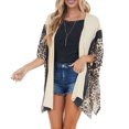 thumbnail image 4 of Cárdigan holgado de longitud media con estampado de leopardo y costuras con aire acondicionado para mujer Fridja  hj4314, 4 of 9