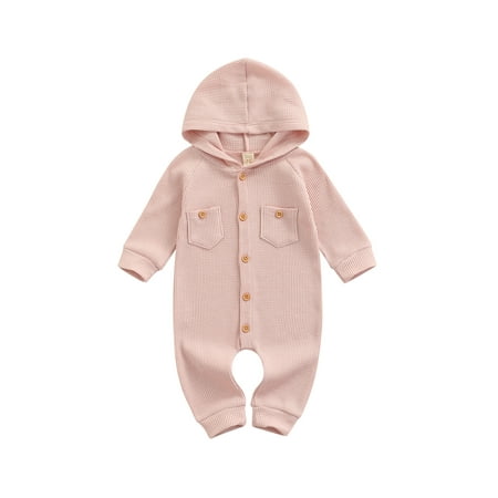 

0-24M Newborn Infant Baby Girls Boys Jumpsuit Hooded Pocket Long Sleeve Rompers Soft Autumn Winter Baby Clothing