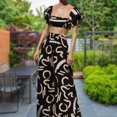 thumbnail image 4 of Faldas largas Mujeres Crop Top + Faldas 2 piezas Impreso Off Shoulder Top + Faldas Conjunto de playa (Negro S) Ygjytge Negro T S para Mujer, 4 of 7