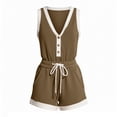 thumbnail image 5 of Womens Comfy Sweatsuit Color Block 2 Piece Sleeveless Tank Tops and Elastic Waist Shorts with Pockets Summer Tracksuit Outfits Khaki XL, 5 of 9