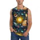 thumbnail image 1 of Fotbe Space Planet Men's Camiseta sin Mangas Estampada para Hombres, Playera Casual para Gimnasio, Entrenamiento, Playa-Large, 1 of 7