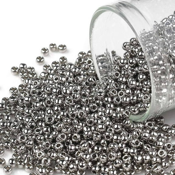 TOHO Round Seed Beads Japanese Seed Beads (713) Olympic Silver Metallic 11/0 2.2mm Hole: 0.8mm about 1110pcs/10g