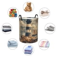 thumbnail image 4 of Balery Vintage Nautical Lighthouse Cesta de ropa redonda con asas, impermeable, independiente, para ropa, juguetes, dormitorio y familia-Small, 4 of 6