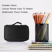 New Portable Practical Oxford Canvas Pencils Case 72 Holders Multifunction Pouch Makeup Brush Pockets Pencil Case
