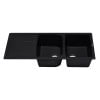 ALFI brand AB4620DI-BLA Black 46" Double Bowl Granite Composite Kitchen Sink with Drainboard