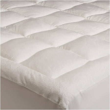 Mezzati Luxury Pillow top Quilted Mattress Pad with Fitted Skirt - Down Alternative Filling - Super Soft, Extra Plush Topper - Deep Pocket - Cal