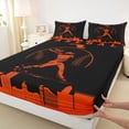 thumbnail image 3 of Homewish Ball Sports Athlete Bed Sheets, Cartoon Baseball Player King Sheets, Teen Kid Child Sheet Set, Black Orange Ultra Soft Bedroom Decor, 4-Piece, 3 of 7