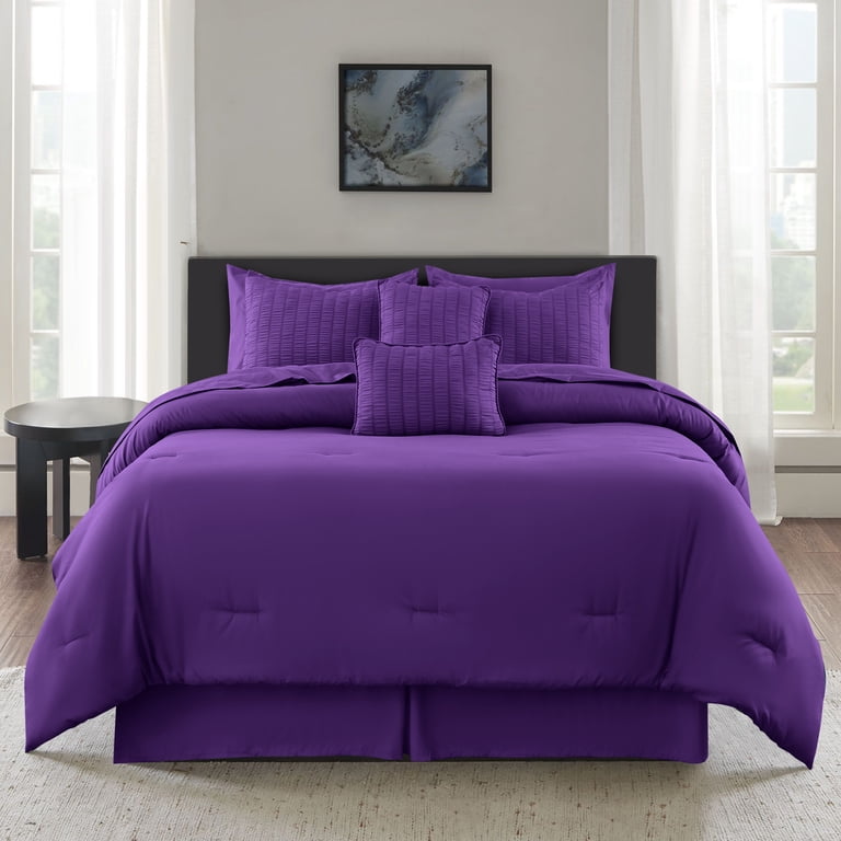 Lux Decor Collection 10-Piece Queen Comforter Set, Purple photo 5