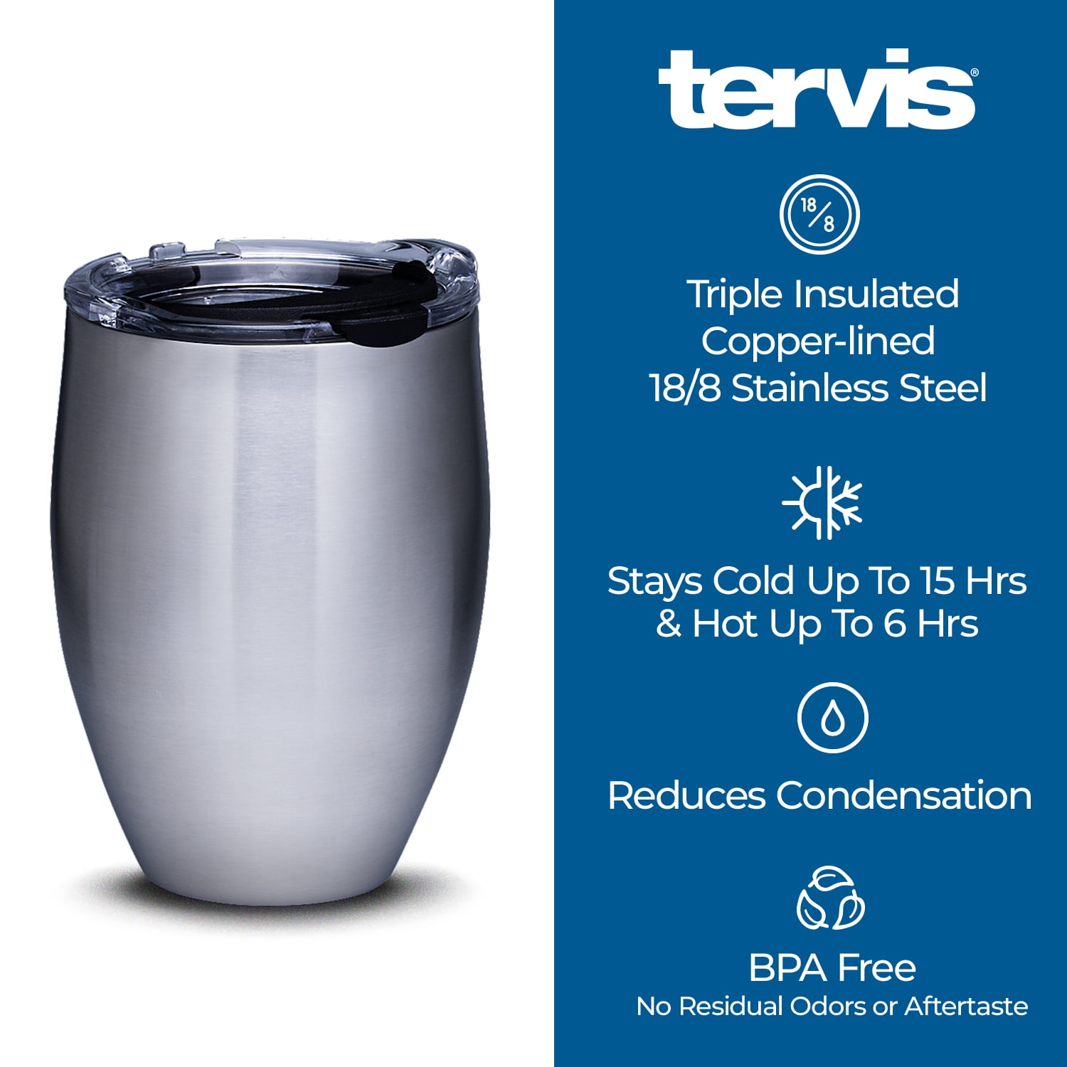 Tervis Triple Walled Painted White Daisies Insulated Tumbler Cup Keeps Drinks Cold & Hot, 12oz, Stainless Steel