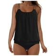 thumbnail image 3 of zaveiop Blouson Two Piece Tankini Swimsuits for Women Tummy Control Bathing Suits with Bottoms Modest Loose Fit Swimwear (Black11, M), 3 of 7