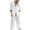 White, variant on Aofany Men's Linen 2 Piece Outfits Casual Long Sleeve Button Down Shirts and Loose Lounge Pants Matching Sets Big and Tall Beach Outfits Set