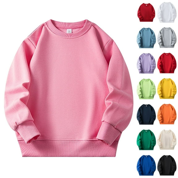 idosla Toddler Baby Boys Girls Pullover Sweatshirt Solid Color Crewneck Long Sleeve Basic Tops Casual Clothes (Yellow, 5-6 Years)