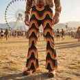thumbnail image 2 of CONZONE Mens 70S Disco Flared Pants Vintage Hippie Pants for Men Trendy Funny Graphic Bell Bottoms, 2 of 4