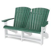 Wildridge Heritage Double Adirondack, Turf Green and White - All-Weather Recycled Plastic Furniture for Patio, Deck, Lawn