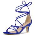 thumbnail image 1 of Sandalias de Tiras Tacón de Gatito Allegra K Cordón Arriba para Mujer Azul oscuro 36, 1 of 7