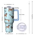 thumbnail image 2 of OBREWU Dachshund Footprint Bone-1 Tumbler with Handle and Lid,Dachshund Footprint Bone-1 40oz Double Wall Vacuum Insulated Tumbler,Cups Gift for Women and Men, 2 of 7