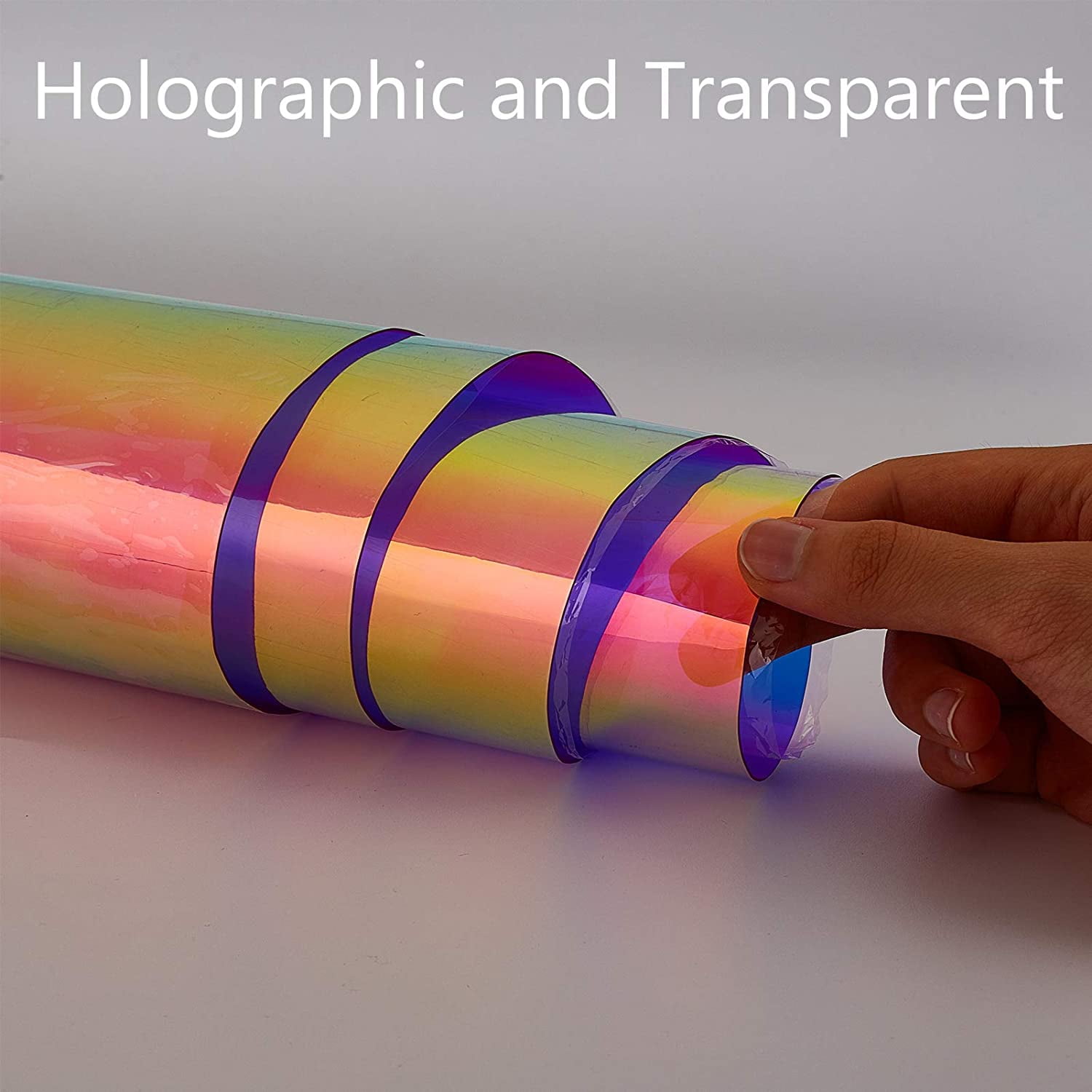 COHEALI 1 Sheet Illusion Film Colored PVC Fabric Transparent Holographic  Film Holographic Heat Transfer Vinyl Film Fabric Mirror Trim Decorative