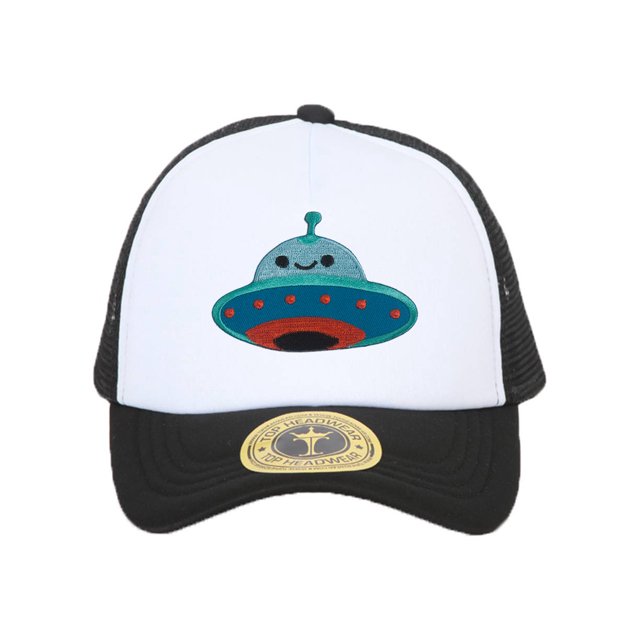 Gravity Threads UFO Smile Face Patch Trucker Hat - Black/White