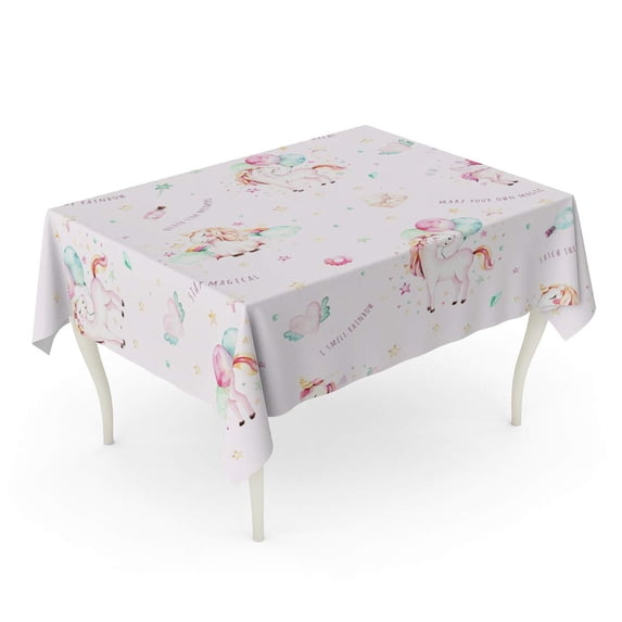 LADDKE Cute Watercolor Unicorn Nursery Aquarelle Princess Unicornscollection Pink Tablecloth Table Desk Cover Home Party Decor 52x70 inch