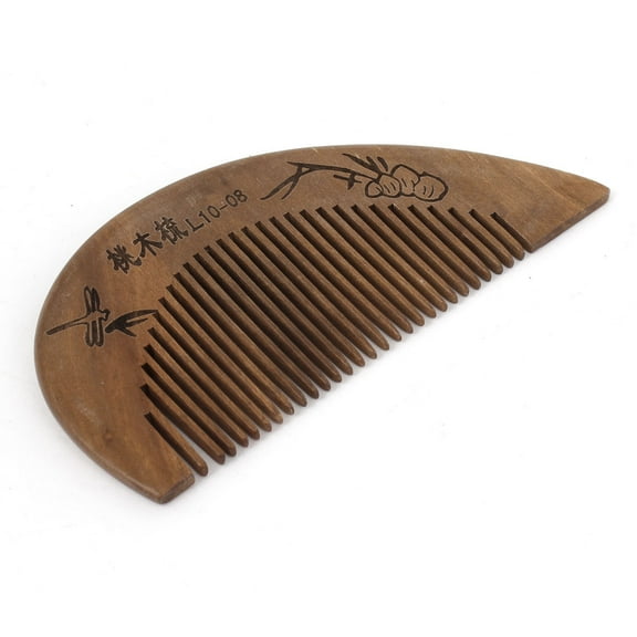 Unique Bargains Retro Wooden Natural Carved Pocket Comb Hair maintain Tool Fine Tooth